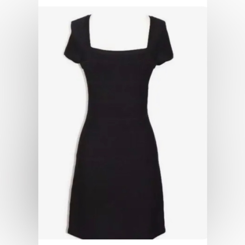 White House Black Market Dress Medium Black LBD Bodycon Sheath Heavy Ribbed